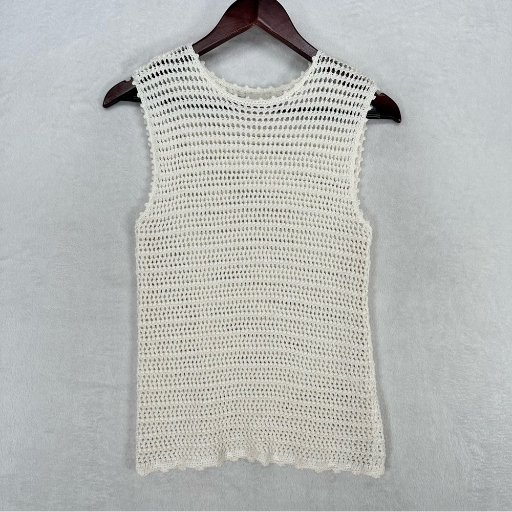 Aritzia Wilfred Tank Top Womens 2XS White Peek Crochet Minimal Coastal Cowgirl